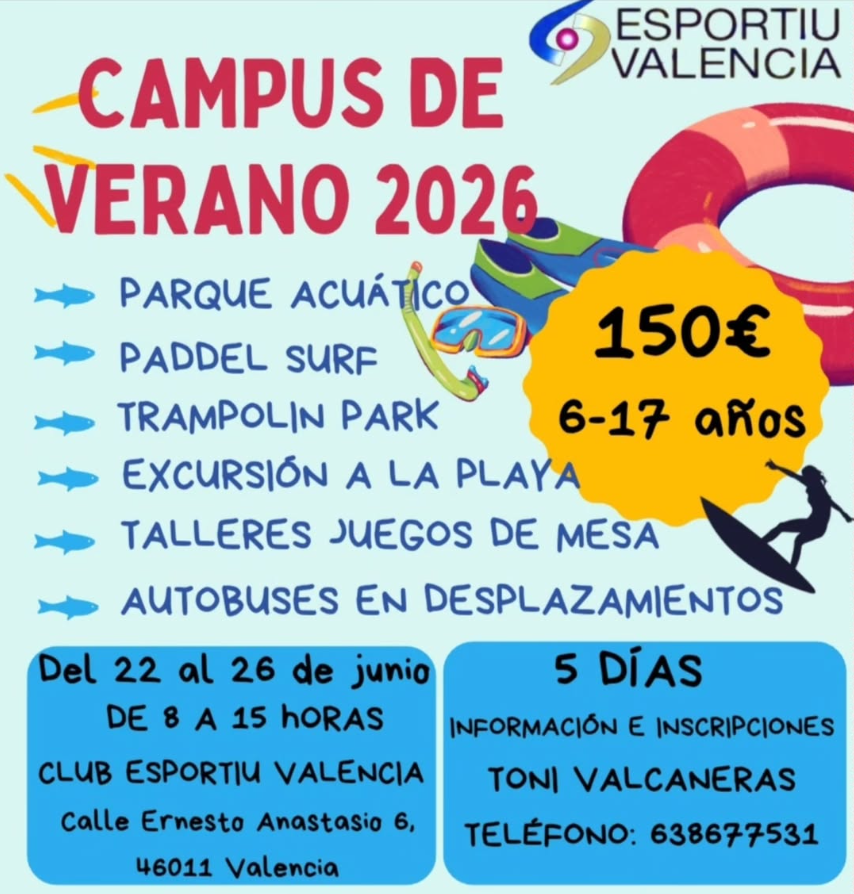 Campus de verano 2026 de Esportiu Valencia